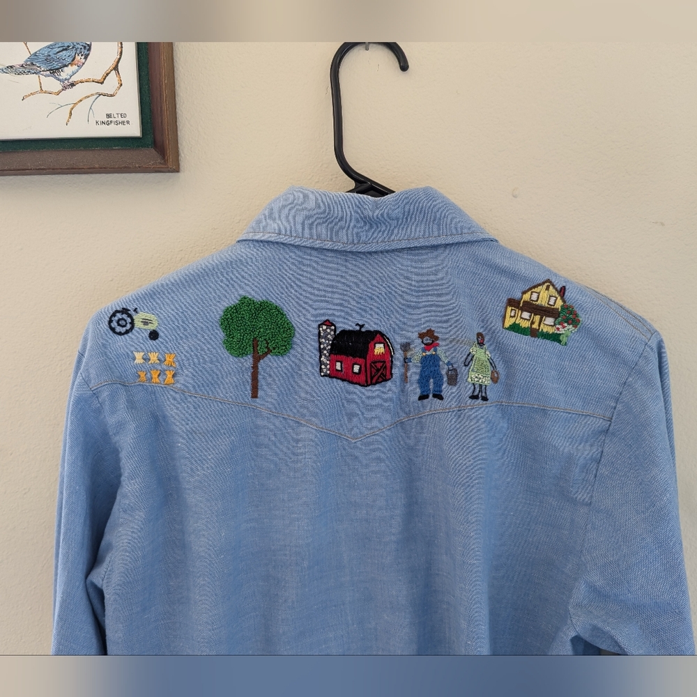 Vintage cotton embroidered button down shirt
